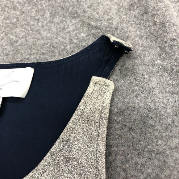 Joy Cioci Women Sleeveless Taylor Dress Merino Wool Leather Size 6 Gray B209 -27 - Picture 8 of 13